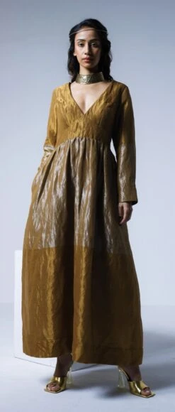 Copper Gold & Silver Maxi Dress -Ethereal Styles mxdrscprshn2