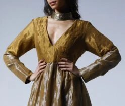 Copper Gold & Silver Maxi Dress -Ethereal Styles mxdrscprshn3