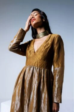 Copper Gold & Silver Maxi Dress -Ethereal Styles mxdrscprshn4