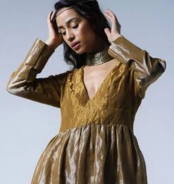 Copper Gold & Silver Maxi Dress -Ethereal Styles mxdrscprshn5