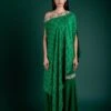 Emerald Green Off-Shoulder Cape With Gharara Dress -Ethereal Styles nkind21062 1