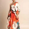 Tangerine Print On Crepe One Shoulder Sack Dress -Ethereal Styles nkrs23009tngstr1