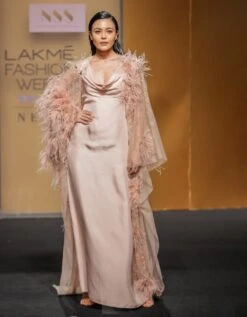 Blush Glaze Dress With Cape