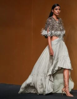 Sage Green Sap Dress With Cape -Ethereal Styles nss5393capenss5394dressb