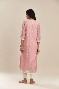 Cotton Chanderi Kurta Dress Set With All-Over Off White Silk Thread Embroidery 13 Cotton Chanderi Kurta Dress Set With All-Over Off White Silk Thread Embroidery -Ethereal Styles nt06 b