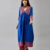 Blue Silk Embroidered Kurta Dress -Ethereal Styles ntr061