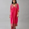 Fuchsia Silk Embroidered Kurta Dress -Ethereal Styles ntr06a1