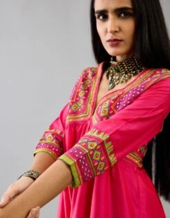 Fuchsia Silk Embroidered Kurta Dress 12 Fuchsia Silk Embroidered Kurta Dress -Ethereal Styles ntr06a4