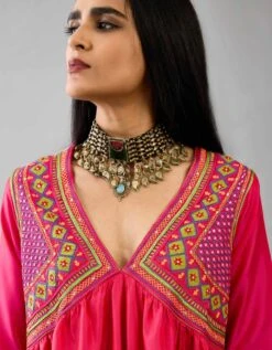 Fuchsia Silk Embroidered Kurta Dress 13 Fuchsia Silk Embroidered Kurta Dress -Ethereal Styles ntr06a5