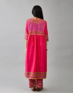 Fuchsia Silk Embroidered Kurta Dress 15 Fuchsia Silk Embroidered Kurta Dress -Ethereal Styles ntr06ab