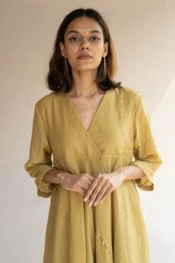 Honey Mustard Maheem Dress -Ethereal Styles nzdr015