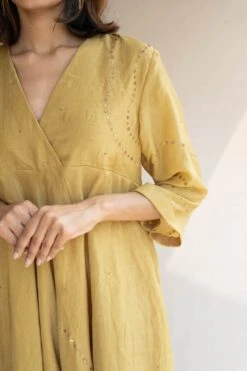 Honey Mustard Maheem Dress -Ethereal Styles nzdr016