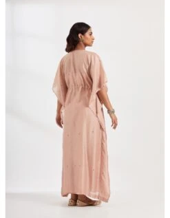 Dusky Himalayan Salt Long Front Open Kaftan With Slip Dress -Ethereal Styles ognrtsss2303pkb