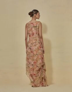 Printed Drape Dress In Chiffon -Ethereal Styles omdrachad02b