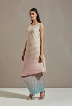 Pink Organza Printed Cape With Dress -Ethereal Styles omiwkros053