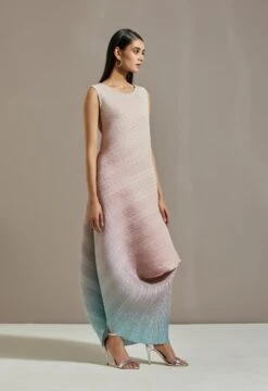 Pink Organza Printed Cape With Dress -Ethereal Styles omiwkros054