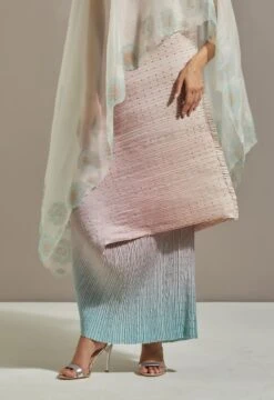 Pink Organza Printed Cape With Dress -Ethereal Styles omiwkros056