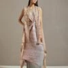 Peach Organza Cape With Dress -Ethereal Styles omiwkros091
