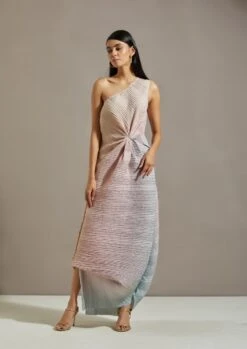 Peach Organza Cape With Dress -Ethereal Styles omiwkros094