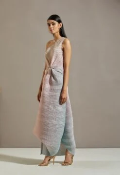 Peach Organza Cape With Dress -Ethereal Styles omiwkros095