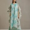 Powder Blue Organza Printed Cape With Dress -Ethereal Styles omiwkros151