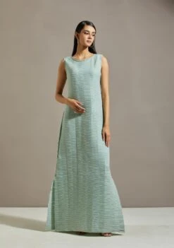 Powder Blue Organza Printed Cape With Dress -Ethereal Styles omiwkros154