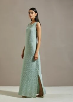 Powder Blue Organza Printed Cape With Dress -Ethereal Styles omiwkros155