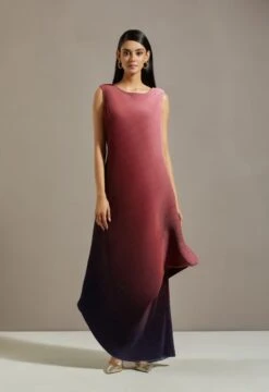 Purple Organza Cape With Dress -Ethereal Styles omiwkros294