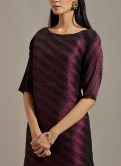 Wine Chanderi Cape With Dress -Ethereal Styles omiwkros346