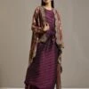 Wine Tissue Cape With Dress -Ethereal Styles omiwkros361