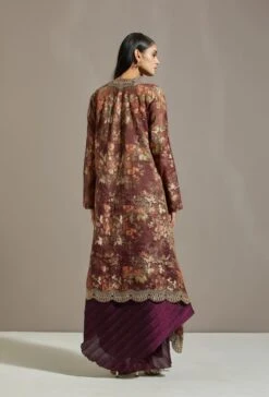 Wine Tissue Cape With Dress -Ethereal Styles omiwkros36b