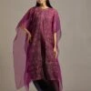 Wine Organza Printed Cape With Dress -Ethereal Styles omiwkros381