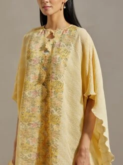 Yellow Crinkle Cape With Dress -Ethereal Styles omiwkt22cap094
