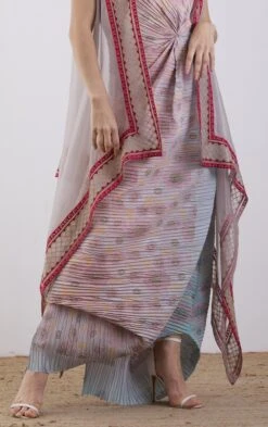 Peach Crinkle Cape With Dress -Ethereal Styles omiwob21cap014