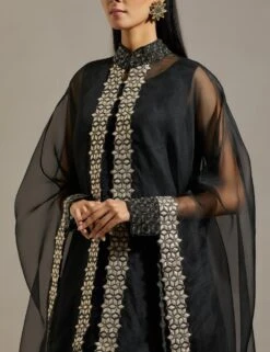 Black Organza Cape With Dress -Ethereal Styles omiwob21cap034