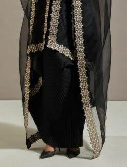 Black Organza Cape With Dress -Ethereal Styles omiwob21cap035