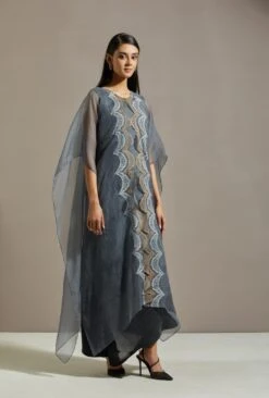 Blue Organza Cape With Dress -Ethereal Styles omiwob21cap173