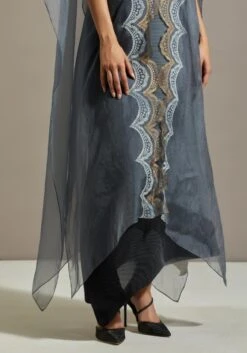 Blue Organza Cape With Dress -Ethereal Styles omiwob21cap176