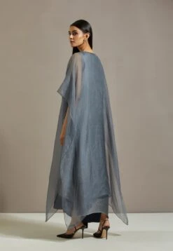 Blue Organza Cape With Dress -Ethereal Styles omiwob21cap17b