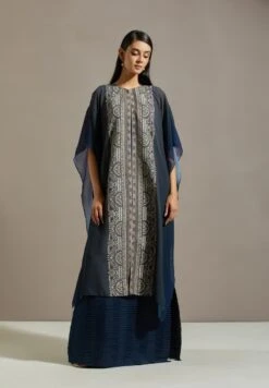 Blue Crinkle Cape With Dress