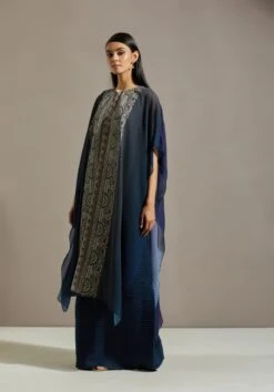 Blue Crinkle Cape With Dress -Ethereal Styles omiwob21cap333