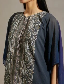 Blue Crinkle Cape With Dress -Ethereal Styles omiwob21cap335