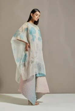 Off White Organza Cape With Dress -Ethereal Styles omiwob21cap363