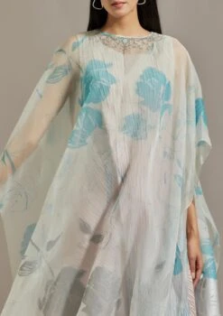 Off White Organza Cape With Dress -Ethereal Styles omiwob21cap365