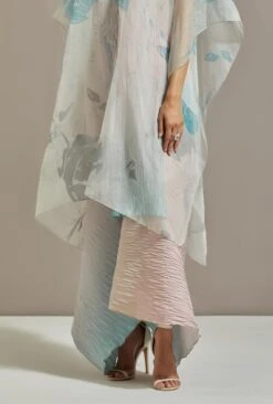 Off White Organza Cape With Dress -Ethereal Styles omiwob21cap366