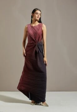 Wine Organza Cape With Dress -Ethereal Styles omiwob21cap37a4