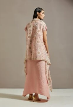 Pink Organza Cape With Dress -Ethereal Styles omiwob21cap44b