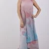 Peach And Blue Crinkle Dress -Ethereal Styles omw18364271