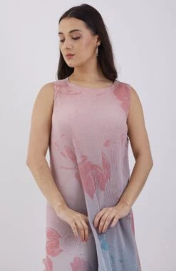 Peach And Blue Crinkle Dress -Ethereal Styles omw18364272