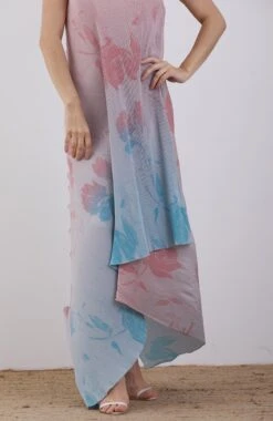 Peach And Blue Crinkle Dress -Ethereal Styles omw18364273